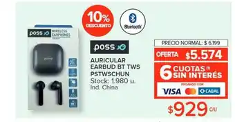 Carrefour Poss auricular earbud bt tws pstwschun 10% descuento oferta
