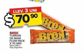 Carrefour Maxi Brek turron de mani flow pack oferta