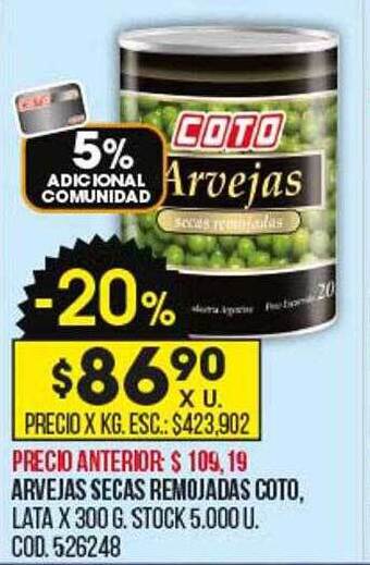 Coto Arvejas secas remojadas coto oferta