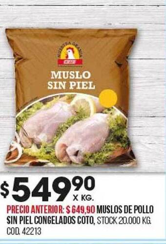 Coto Muslos de pollo sin piel congelados coto oferta