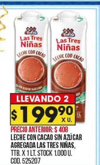 Coto Leche con cacao sin azúcar agregada las tres niñas oferta