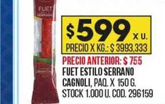 Coto Fuet estilo serrano cagnoli oferta
