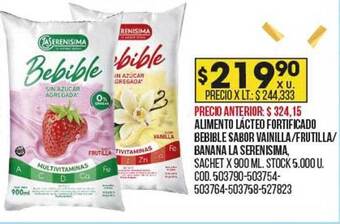 Coto Alimento lácteo fortificado bebible sabor vainilla frutilla banana la serenisima oferta