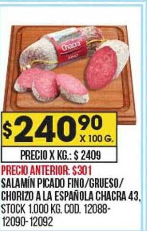 Coto Salamín picado fino grueso chorizo a la española chacra 43 oferta