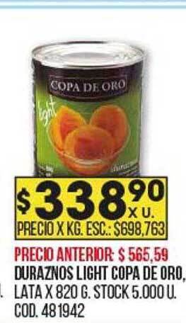 Coto Duraznos light copa de oro oferta