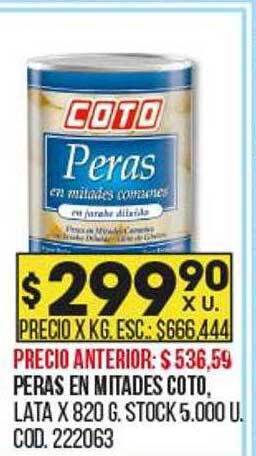 Coto Peras en mitades coto oferta