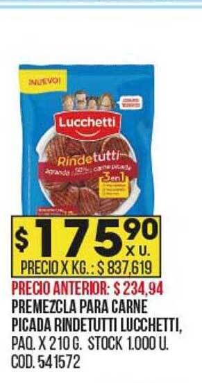 Coto Premezcla para carne picada rindetutti lucchetti oferta