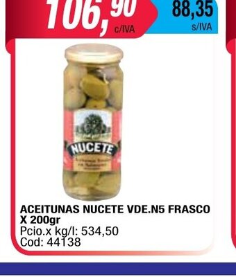 Maxiconsumo Aceitunas Nucete Vde. N5 frasco x 200gr oferta