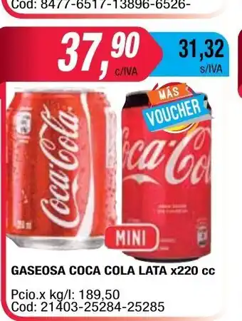Maxiconsumo Gaseosa Coca Cola Lata x220 cc oferta