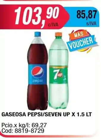 Maxiconsumo Gaseosa Pepsi/Seven Up x 1.5 Lt oferta