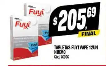 Supermercados Yaguar Tabletas Fuyi Vape 12un Nuevo oferta