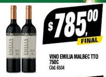 Supermercados Yaguar Vino Emilia Malbec TTO 750c oferta