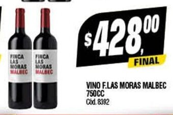 Supermercados Yaguar Vino F.Las Moras Malbec 750cc oferta