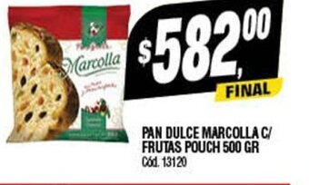 Supermercados Yaguar Pan Dulce Marcolla C/ Frutas Pouch 500gr oferta