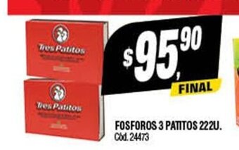 Supermercados Yaguar Fosforos 3 Patitos 222U oferta