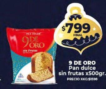 Supermayorista Vital 9 De Oro Pan Dulce Sin Frutas x 500gr oferta
