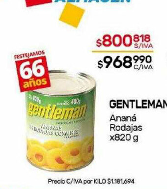 Nini Mayorista Gentleman ananá rodajas oferta