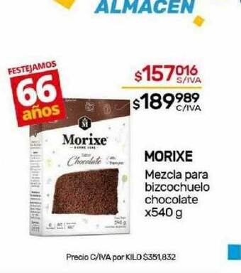 Nini Mayorista Morixe mezcla para bizcochuelo chocolate oferta