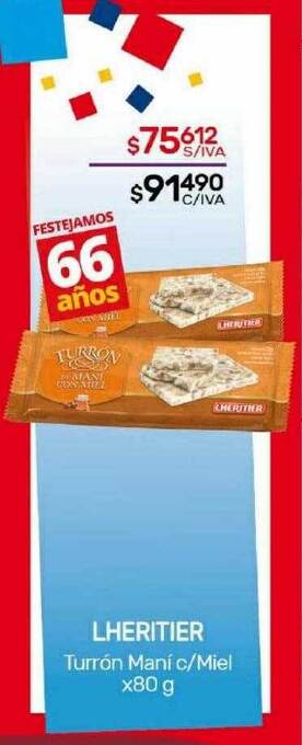 Nini Mayorista Lheritier turrón mani c-miel oferta