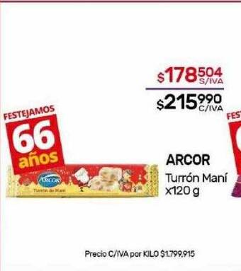 Nini Mayorista Arcor turrón maní oferta