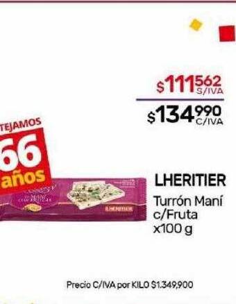Nini Mayorista Lheritier turrón maní c-fruta oferta