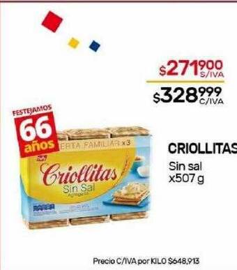 Nini Mayorista Criollitas sin sal oferta