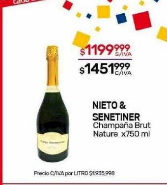 Nini Mayorista Nieto & senetiner champaña brut nature oferta