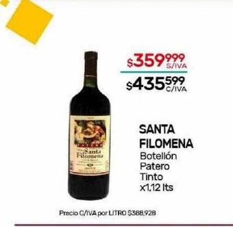 Nini Mayorista Santa filomena botellón patero tinto oferta