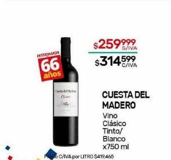 Nini Mayorista Cuesta del madero vino clásico tinto blanco oferta