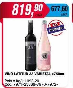 Maxiconsumo Vino latitud 33 varietal oferta
