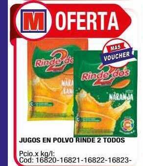 Maxiconsumo Jugos en polvo rinde 2 todos oferta
