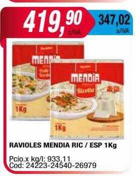 Maxiconsumo Ravioles mendia ric esp oferta