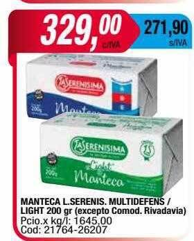 Maxiconsumo Manteca l. serenis. multidefens light oferta