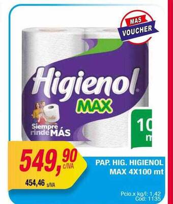 Maxiconsumo Pap. hig. higienol max oferta