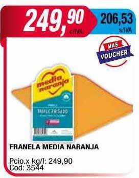 Maxiconsumo Franela media naranja oferta