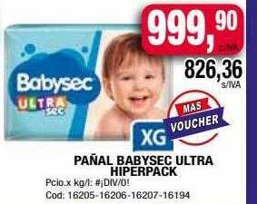 Maxiconsumo Pañal babysec ultra hiperpack oferta