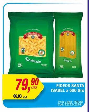 Maxiconsumo Fideos santa isabel oferta