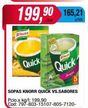 Maxiconsumo Sopas knorr quick vs. sabores oferta