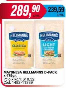 Maxiconsumo Mayonesa hellmanns d-pack oferta