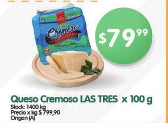 Supermercados Buenos Días Queso Cremoso Las Tres x 100g oferta