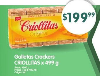 Supermercados Buenos Días Galletas Crackers Criollitas x 499g oferta