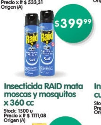 Supermercados Buenos Días Insecticida Raid Mata Moscas Y Mosquitos x 360cc oferta