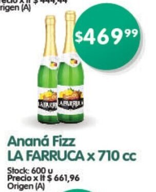 Supermercados Buenos Días Ananá Fizz La Farruca x 710cc oferta