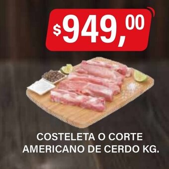 Supermercados Damesco Costeleta o Corte Americano De Cerdo Kg oferta