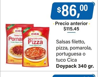 Salsas Filetto Pizza, Pomarola, Portuguesa o Tuco Cica