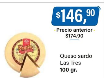 Supermercados Damesco Queso Sardo Las Tres oferta