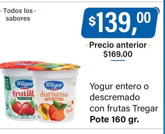 Supermercados Damesco Yogur Entero o Descremado Con Frutas Tregar oferta