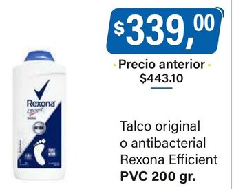 Supermercados Damesco Talco Original o Antibacterial Rexona Efficient oferta
