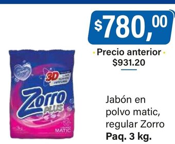 Supermercados Damesco Jabón En Polvo Matic, Regular Zorro oferta