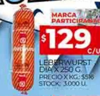 Supermercados DIA Leberwurst Dia x 250g oferta